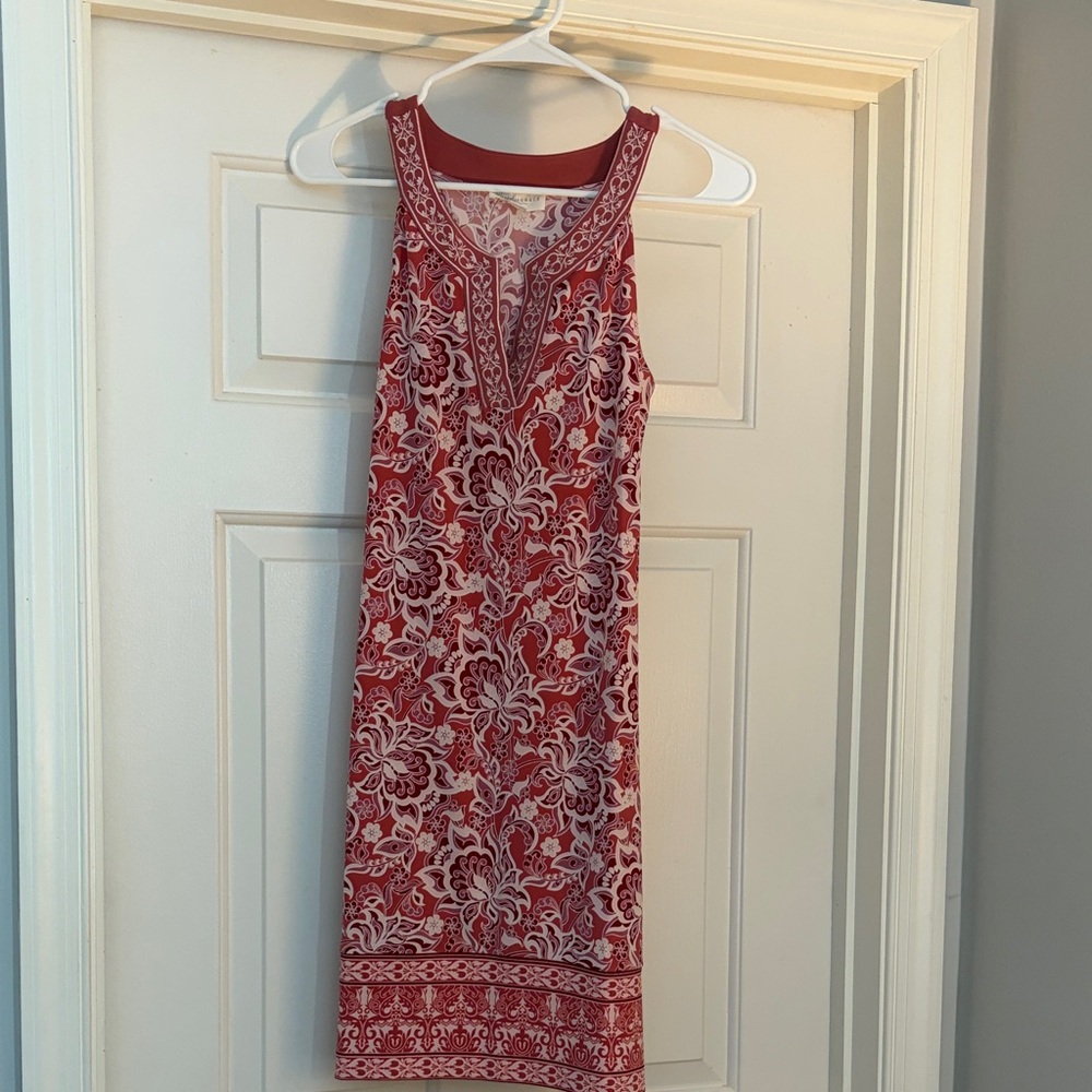 Elegant coral Floral Sleeveless Dress